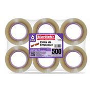 Cinta de empaque uso 500 Navitek canela 48 mm x 150 m empaque con 6 pzas