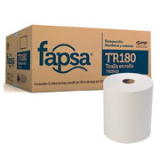 Toalla Fapsa en rollo blanca de 180 m, caja c/ 6 bobinas