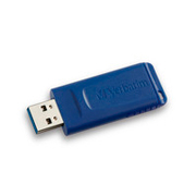 Memoria Verbatim USB 32GB retráctil azul.