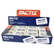 Goma Factis 36RB color blanco caja con 36 gomas rectangulares