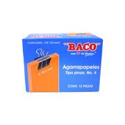 Broche Baco tipo pinza no.4, 1 caja d2 agarrapapeles