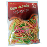 Ligas Hercules de hule no. 33 colores surtidos  . bolsa con 15 gramos
