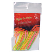 Ligas Hercules de hule no. 18 colores rtidos. bolsa con 15 gramos